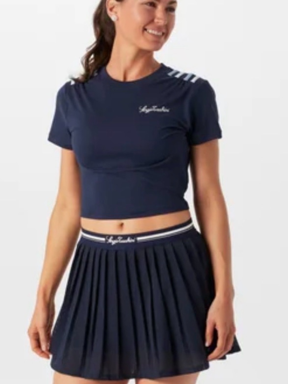 Sergio Tacchini Verona Navy Tee with White Shoulder Stripes